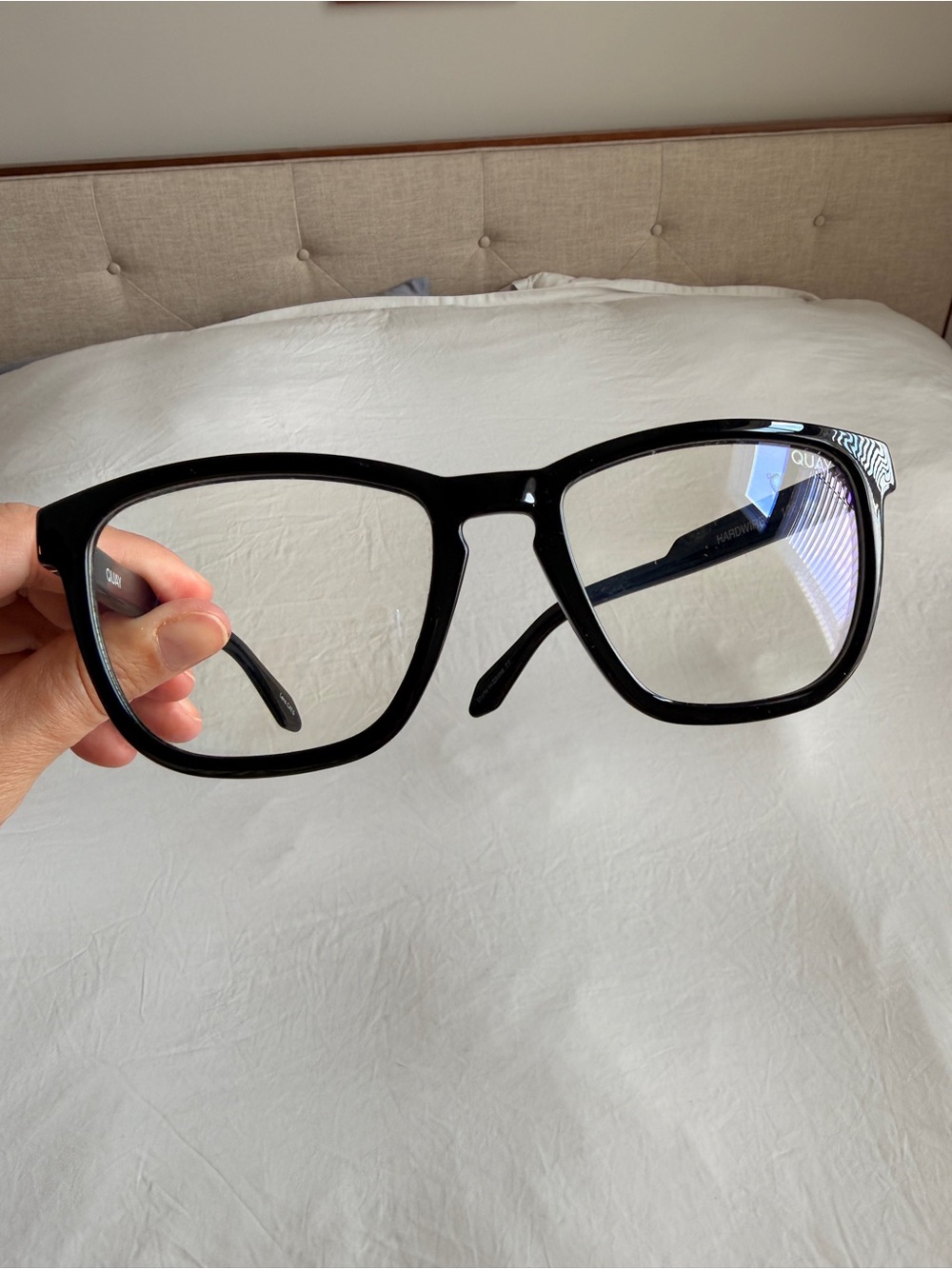 Quay Black Oversized Square Blue Light Glasses